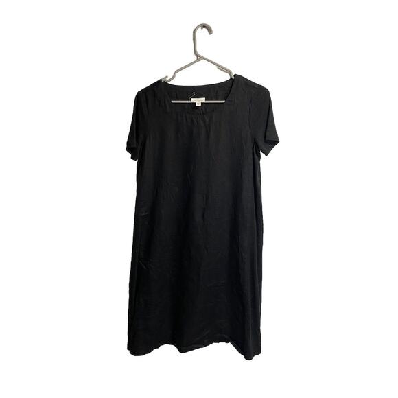 J. Jill Pure Jill 100% Linen Shift Dress Short Sleeve Black Size XS Stretch - Picture 1 of 4